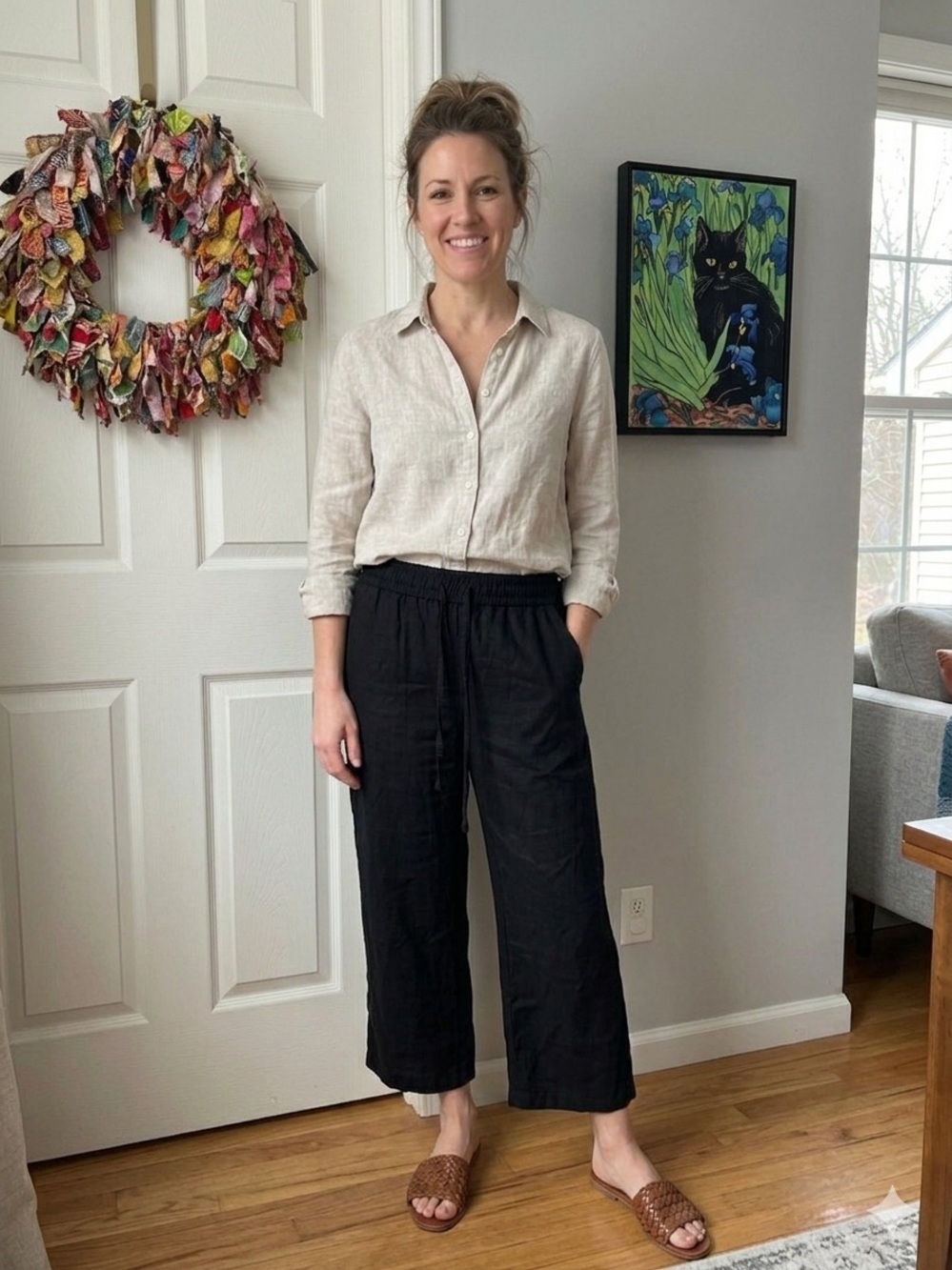 Black Linen Pants - Size M
